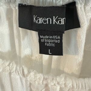 Preowned Large Karen Kane Embroider Blouson Sleeve Blouse  Top- Tie Front.